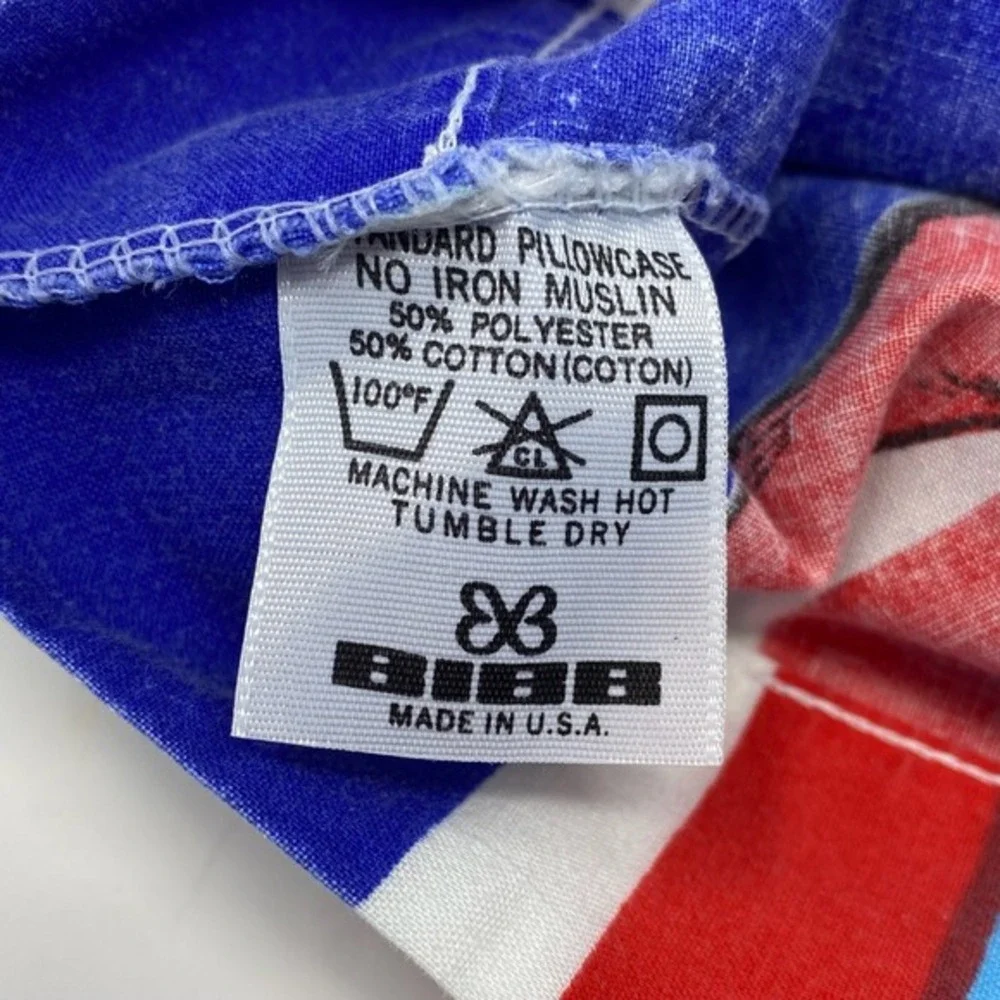 Vtg 70s Wamsutta Superman 2 Twin Sheet SET Bunk Beds Red‎ White Blue